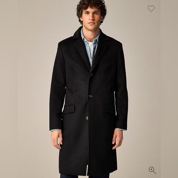 NWT $498 J CREW Rivington topcoat in Italian wool cashmere blend in black - Picture 3 of 13